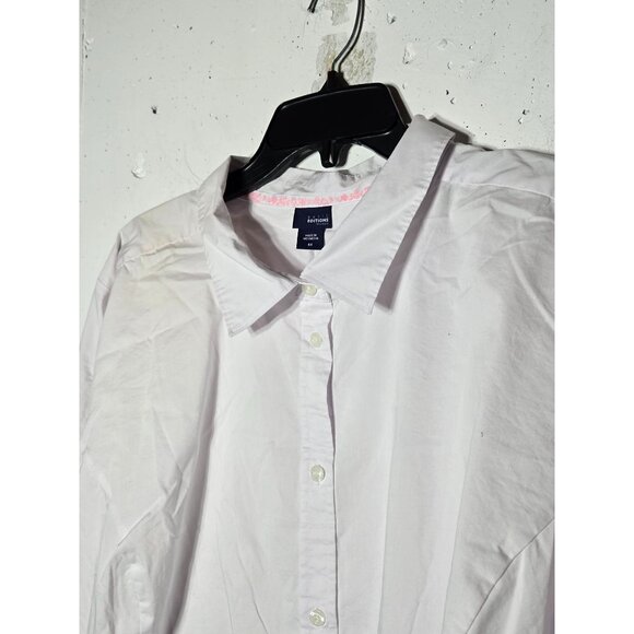 Basic Editions Womens White Button Front Long Sleeve Top Plus SIze 4X Career - Picture 5 of 11